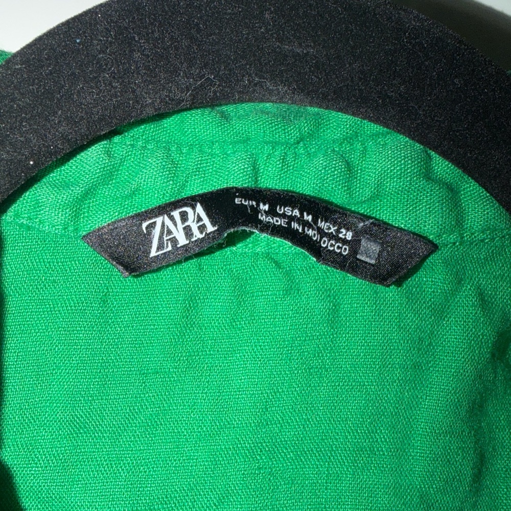 Zara Emerald Green linen Shirt - Picture 2 of 4